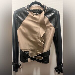 Vintage BCBGMaxAzria Black and Beige faux Leather Jacket